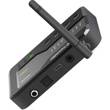 Émetteur audio BT5.3, prend en charge la diffusion sans fil AptX Adaptive/HD LC3, 1 à N récepteurs, interfaces OTG, USB, coaxiale et AUX. (1/5)