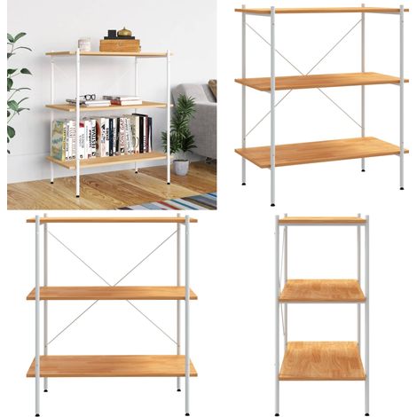 Regal mit 3 Böden Weiß und Eiche-Optik 80x40x92 cm - Bücherregal - Regal Weiß - Regal Mit 3 Böden - Wohnraumorganisation - Aufbewahrungslösung - Home & Living