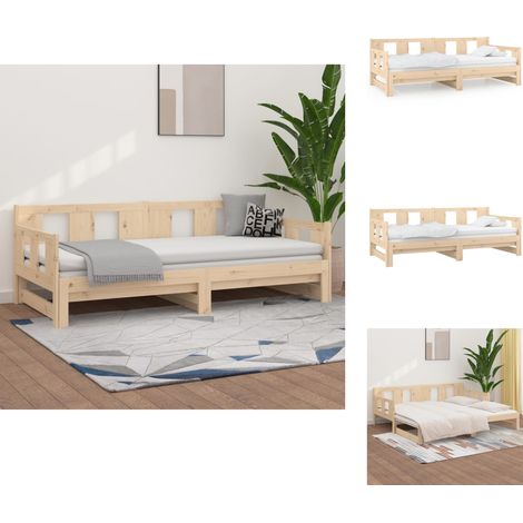 Betten & Bettgestelle - Living Tagesbett Ausziehbar Massivholz Kiefer 2x(90x190) cm (1/5)