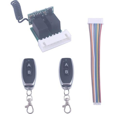 Mini 4V-12V 5V 6V 2 canaux Commutateur de relais Micro-interrupteur d’apprentissage de télécommande sans fil, 433Mhz Contrôle ÉmetteurRécepteur 2CH 4V à 12V Relais ON OFF Circuit (2 Contrôleur) (1/5)