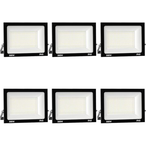 Projecteur Extérieur LED 6x 300W, 30000LM, 6000K Blanc Froid IP66 Imperméable, Floodlight de Sécurité pour Jardin, Cour, Terrasse, Square, Usine (1/5)