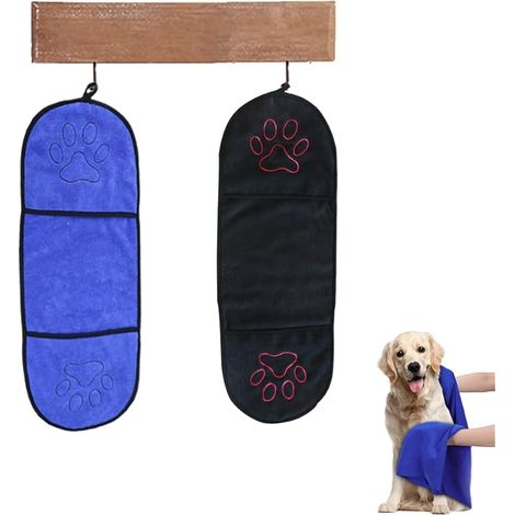 2 Pièces Serviette Chien, Serviette Absorbantes De Bain en Microfibre pour Chien, Serviette pour Animaux De Compagnie, Séchage Rapide, pour Les Animaux De Petite Et Moyenne Taille