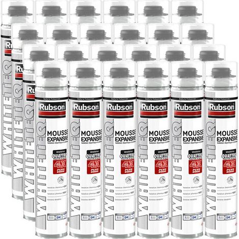 Pack de 24 Mousses expansives RUBSON WhiteTeq - 750ml - Isolation thermique et phonique