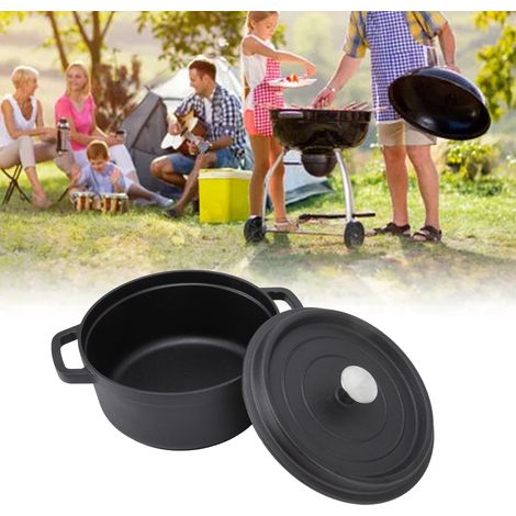 Gusseisentopf (24 cm), unbeschichtet, flacher Boden, 30 x 24 x 15 cm, und Grillrost (24,5 x 18,5 cm), hochwertige Materialien (1/5)