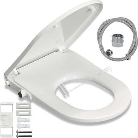 HOROW Non-Electric Bidet Toilet Seat - UK Standard U-Shape - Dual Nozzles (Front & Rear Wash) - Self-Cleaning Jets - Soft Close Lid - Manual Water Pressure Control - No Electricity Needed (1/5)