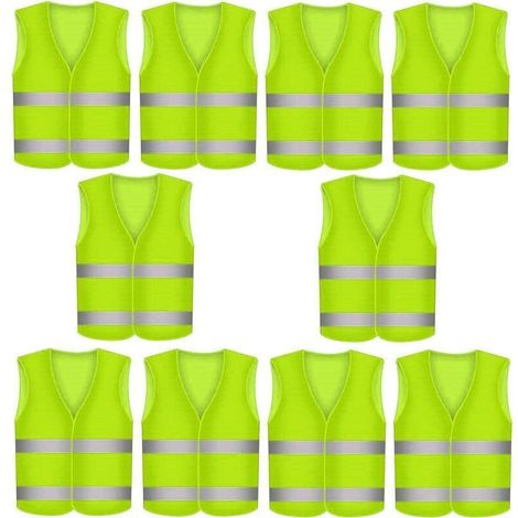 Gilet de sécurité réfléchissant haute visibilité, gilet réfléchissant jaune, gilets de cyclisme 4 pièces, voiture de moto fluorescente, haute visibilité (1/5)