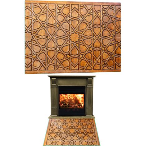 CHIMENEA DE CRISTAL TEMPLADO. DIMENSIONES DE LA BASE: 65x60cm. MOSAICO GRÁFICO. (1/5)