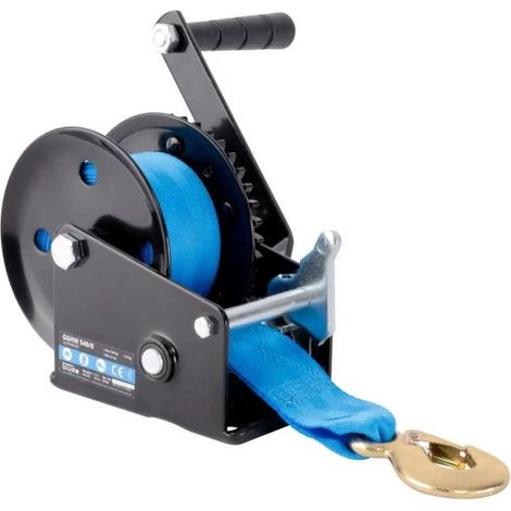 Güde – Treuil manuel à sangle 540kg – Sangle 8m x 50mm – Crochet de levage rabattable – Levier de blocage – Pour travaux forestiers