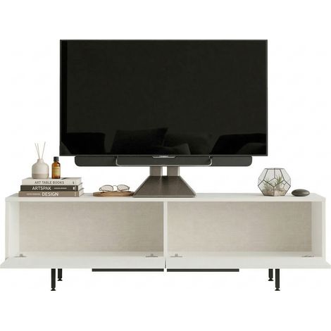 Mobile Porta tv Palmi, 2 Ante, 2 Vani, Apertura a Ribalta, 160x36x45h cm Bianco