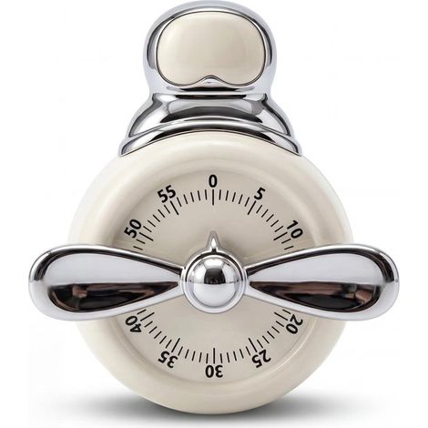 Temporizador de cocina, Bonito temporizador mecánico magnético, No requiere pilas, estudiar, hornear y hacer yoga, Alarma potente, Blanco crema (1/5)