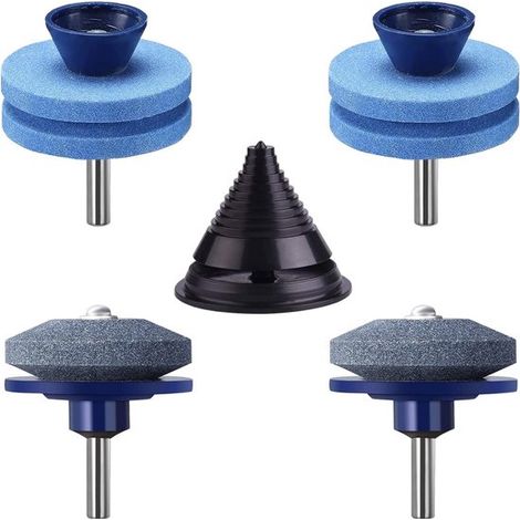 Afilador cortacésped 4 piezas, afilador cortacésped óxido aluminio afilador cortacésped universal resistente desgaste cualquier taladro/taladro (1/5)