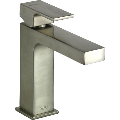 Miscelatore lavabo acciaio spazzolato modello quadro Gattoni SQUARE 2582/25NS  Senza piletta di scarico  - Acciaio Spazzolato (1/5)