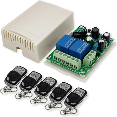 Télécommande universelle sans fil 433 MHz, émetteur et récepteur RF 2 canaux AC220V pour porte de garage ou portail (1/5)