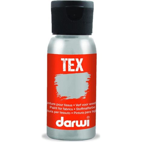 Peinture pour tissus - Argent - Métallique - Peinture à l'eau - Tex - Darwi - 50ml