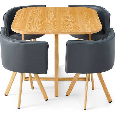 Table et chaises scandinaves Oslo Gris et Chêne