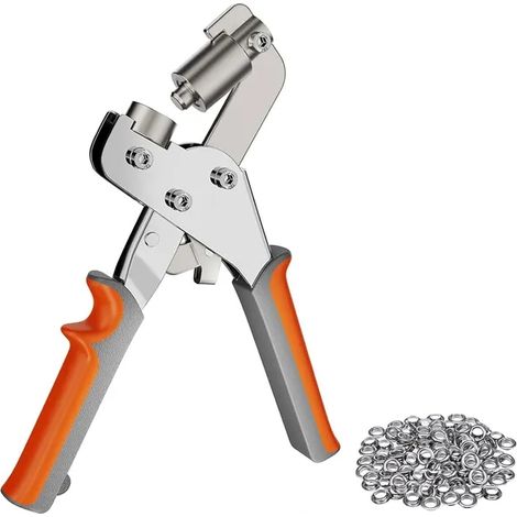 Pince à œillets pour bâches et tissus – Lot de 100 œillets de 10,5 mm avec pince magnétique portable, pour cuir, carton, affiches, bannières et plus (1/5)