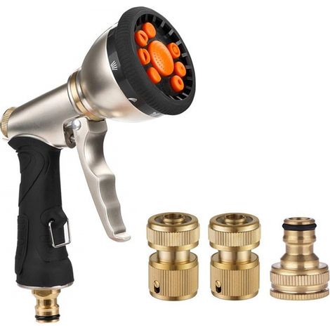 Pistola ad acqua ad alta pressione 9 in 1 in lega di zinco, pistola a spruzzo in metallo, pistola ad acqua per lavaggio auto da giardino (1/5)