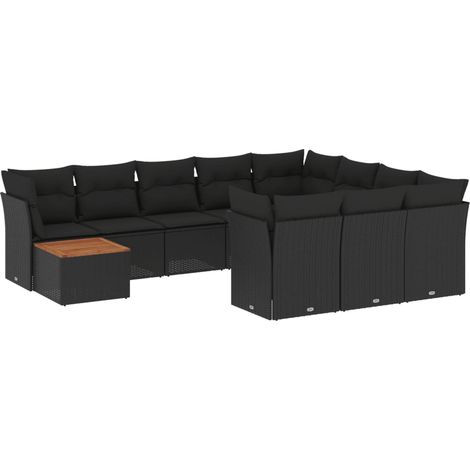Maison Exclusive - Set de sofás de jardín 11 pzas y cojines ratán (1/5)