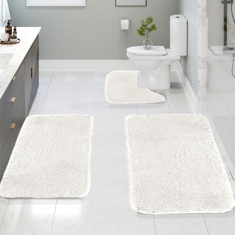 Tapis De Salle De Bain - 3 Pièces - Microfibre Absorbante - Dos Non Glissant En Caoutchouc - Lavable En Machine - Pour Sol Carrelé Ou Laminé - 40x38 cm 40x60 cm 40x80 cm (1/5)