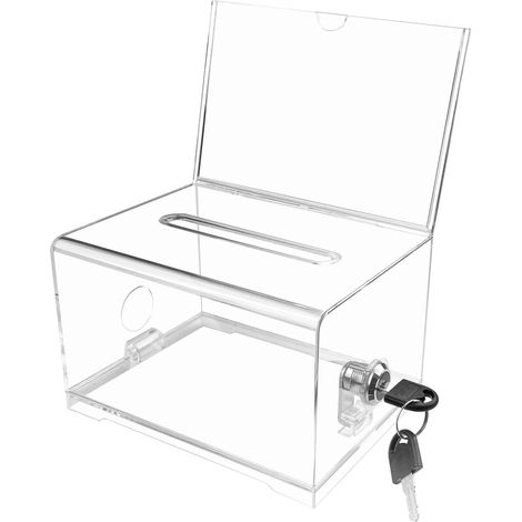 Caisse Monnaie, Urne Transparente Vote Acrylique Verrouillable, Tirelire Transparente Avec Cadenas en Acrylique, Boîte à Suggestion, Boîte à Dons Verrouillable, pour Cartes de Visite, Votes (1/5)
