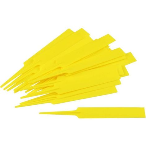 Packung mit 100 Pflanzenetiketten – 130 x 17 mm – Beschriftungsfläche – wetterfestes Material – gelb – für Pflanzen – für Kräuter (1/3)