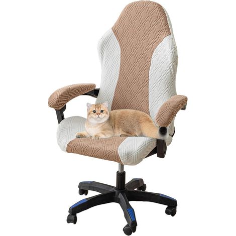 Funda para silla gaming, funda para silla de oficina, funda para silla gaming con reposabrazos elásticos, funda para asiento de silla de ordenador, funda para silla gaming, color caqui 2 (1/5)