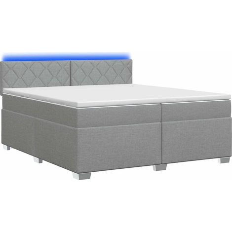 Lit de box spring avec matelas et LED Gris clair 200 x 200 cm vidaXL (1/5)