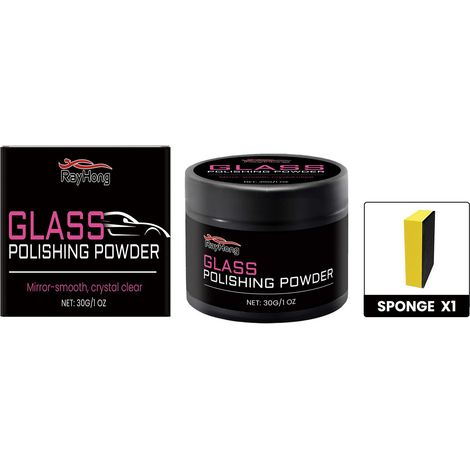 Glaspolierpulver für Autofenster, sorgt für ein glattes, sauberes und kristallklares Finish – 30 g + Schwamm. -- DTEKGAZ (1/5)