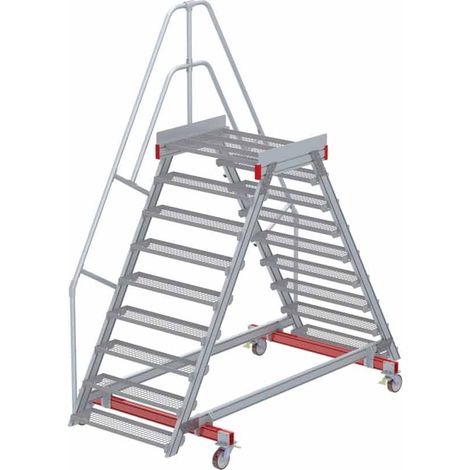 Euroline 512 mobiler Überstieg 60° Stufenausführung Stahl Gitterrost Stufenbreite 1000mm 9 Stufen