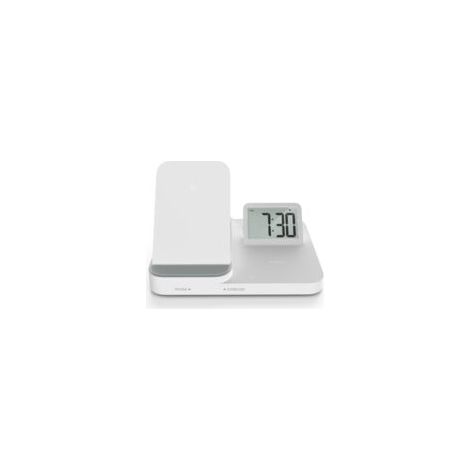 Crezuo 4-in-1 Multifunktions-Digitalwecker mit Qi-Wireless-Ladefunktion