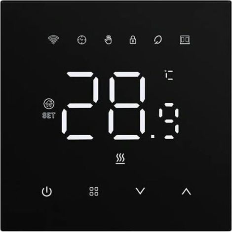 Intelligenter WLAN-Thermostat 220 V für elektrische Fußbodenheizung, 16-A-Temperaturregler, Schwarz