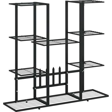 Support pour plantes, 94,5 x 25 x 89 cm, fer forgé noir. (1/5)