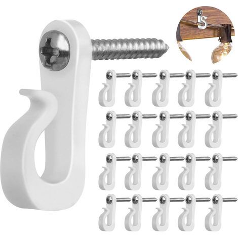 20 Pièces Crochet À Visser, Piton À Visser En Alliage De Zinc Capacité De Charge 30 Lb, Crochet À Visser Mural A Visser Blanc, Adapté À La Maison Au Jardin Aux Lumières Extérieures (white) (1/4)