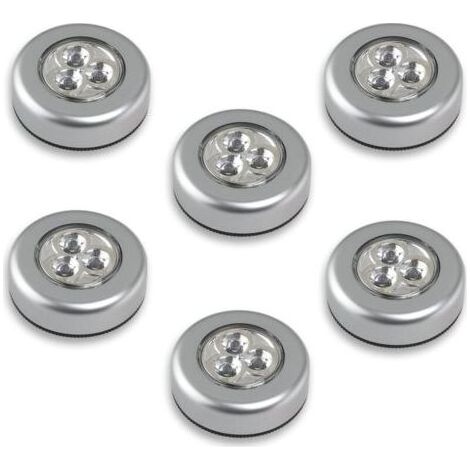 6 lampes LED sur piles - Il faut pousser dessus pour les allumer - Lumière Blanche [Classe énergétique A+++] (1/4)