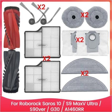 Ersatzteilset für Saugroboter – Doppelte Hauptbürste – HEPA-Filter – Vibrations- und Rundtücher – Staubbeutel – Für Roborock Saros 10, G30, S9, MaxV, Ultra, S90ver und A1460RR Modelle – Set (1/5)