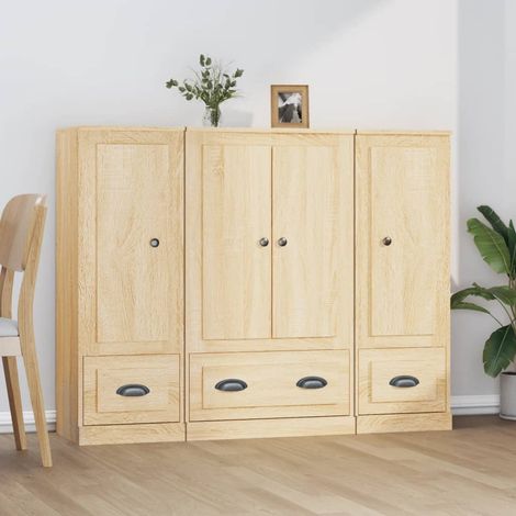 Highboards 3 Stk. Sonoma-Eiche Holzwerkstoff