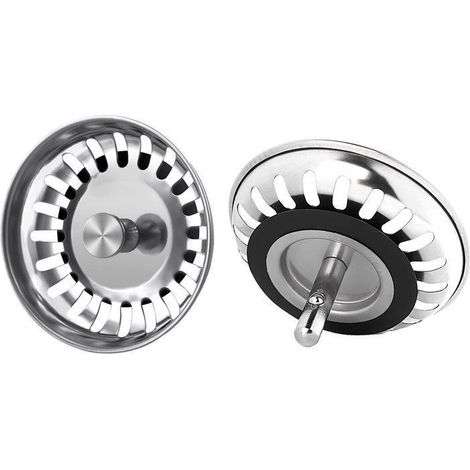 Filtres d'Évier en Acier Inoxydable 2 Pièces Ø79mm, Grille Anti-Déchets pour Lavabo - Argent Femeo (1/3)