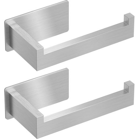Auxmir Toilettenpapierhalter ohne Bohren, Selbstklebend Klopapierhalter Edelstahl Toilettenpapierhalter Rollenhalter Klorollenhalter WC Halter Papierhalter für Küche Toilette, 2 Pack, Silber (1/5)