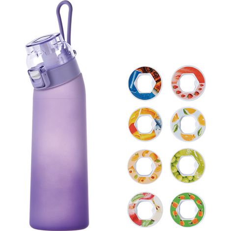 Bouteille d'eau Air avec 8 capsules aromatisées aux fruits, sans BPA, gobelet sport 700 ml avec paille