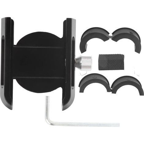 Support téléphone moto aluminium ajustable 360°, pince rotative pour guidon vélo et moto (1/5)