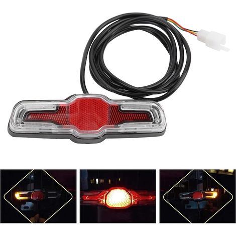 Lampe spate electrica pour vélo, Mmgoqqt, 5LED, ABS, 36V/48V/60V, 150x40mm, câble 175cm (1/5)