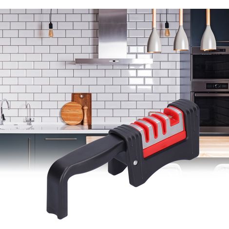 Affûteur de couteaux pliable 4 en 1, machine d'affûtage manuelle multifonction pour la cuisine (noir et rouge) (1/5)