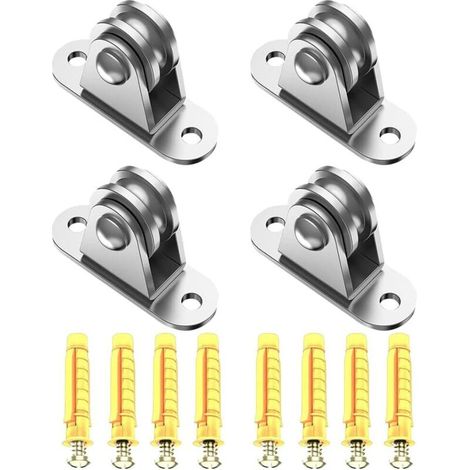 Steel Lifting Pulleys, Set of 4 for Clothesline and Load Handling, Silent System for Movement