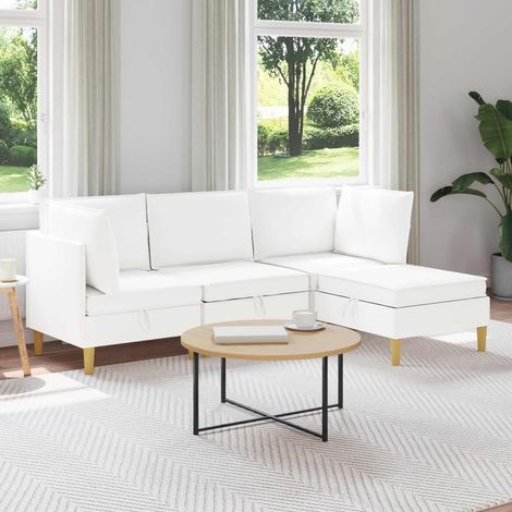 vidaXL Modular Sofa Set mit Stauraum 4 pcs Weiß Stoff (1/5)