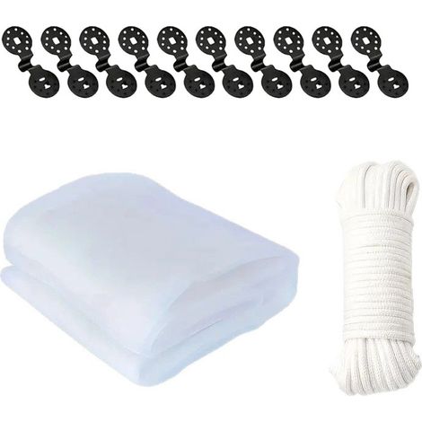 Cubierta protectora para plantas de jardín y exteriores, con clips y cuerdas — Mosquitera, barrera contra aves e insectos — 2,4 x 4 m