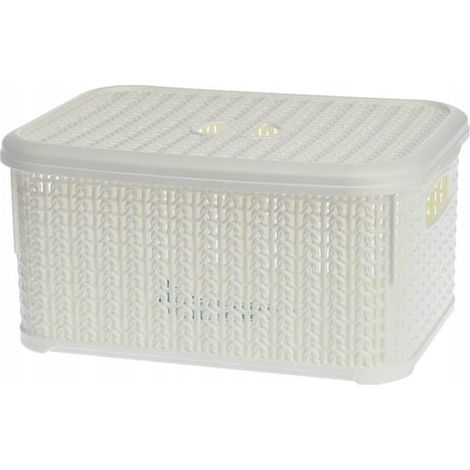 Cestino universale color crema con coperchio, dimensioni 12,5x29x20 cm.
