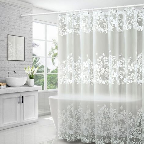 Rideau De Douche - Motif Fleur - PEVA Imperméable - 180 x 200 cm - Usage Salle De Bain - 1 Pièce (1/5)