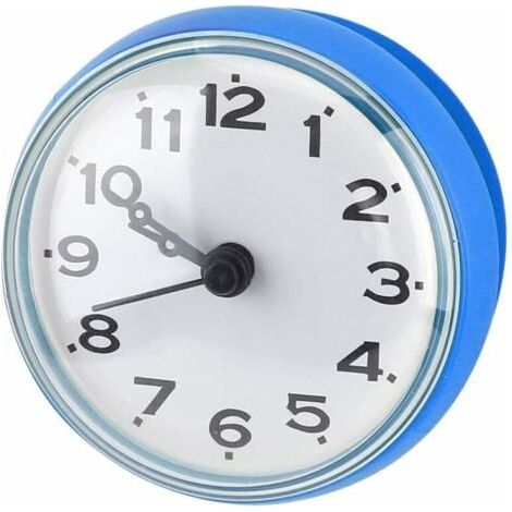 (Bleu)Mini Horloge Muralede Étanche avec Ventouses pour Salle de Bains Cuisine Salon Chambre à Coucher (1/5)