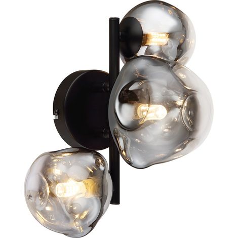 Decken- Wandleuchte Deckenlampe Flurleuchte Schwarz matt 3-flammig Glas L 28 cm (1/5)