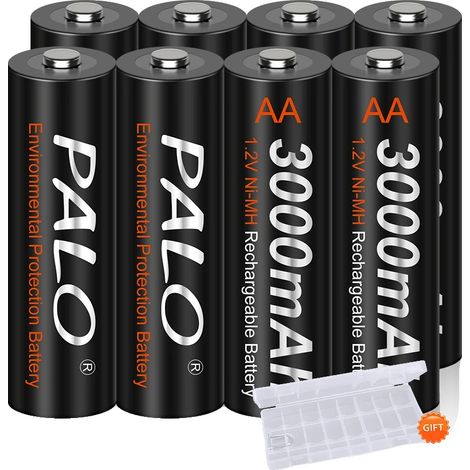 Batteries Rechargeables, Ni-MH, Puissance Durable, 8pcs batterie, 1.2V (1/2)